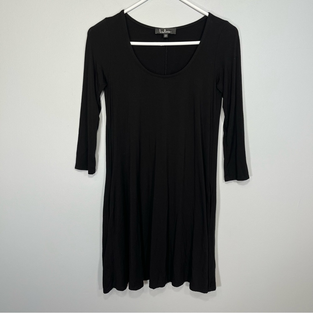 Lulus Dress Womens Extra Small Black Jersey Stretch Mini Scoop Neck Comfort